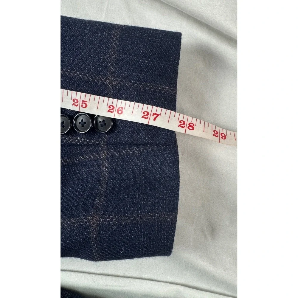 Stafford Big & Tall Navy Windowpane Wool Blend Sport Coat Blazer 60L New